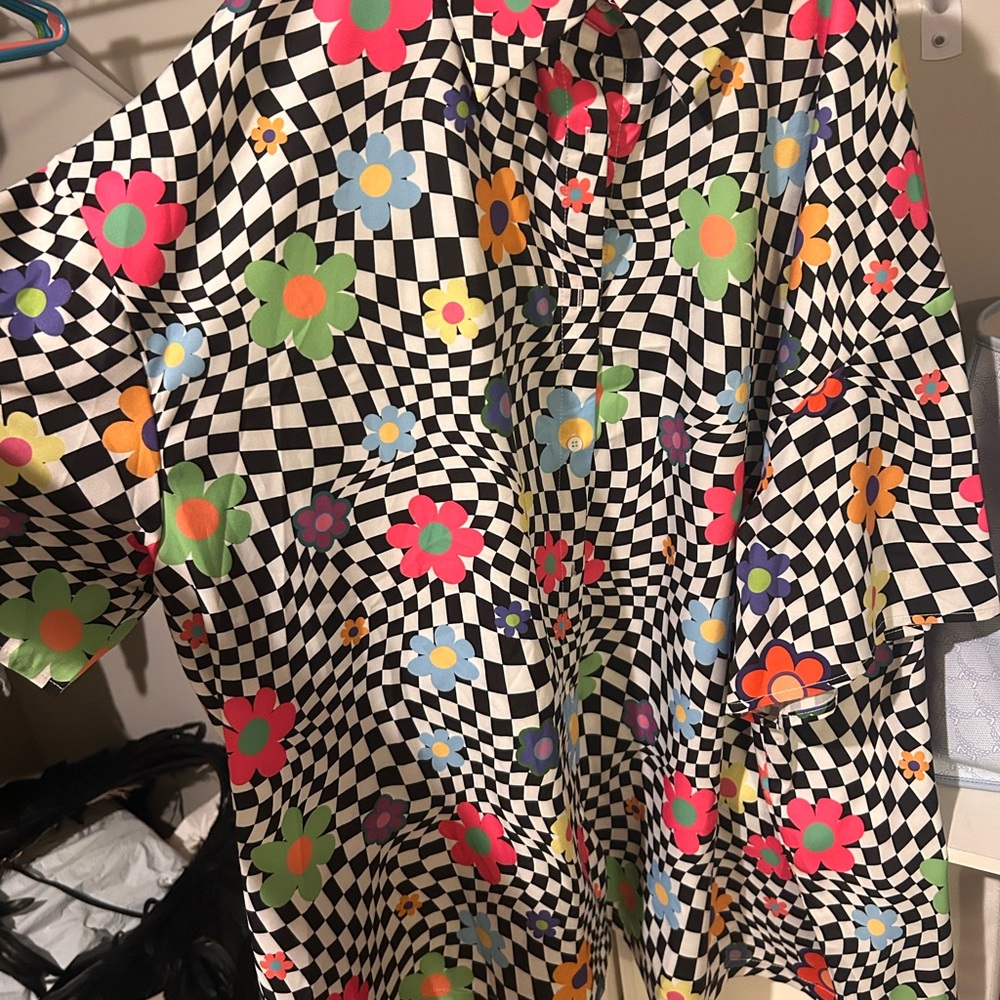 Colorful Checkered Floral Shirt